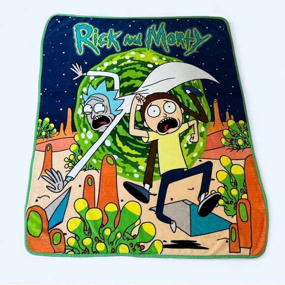 Rick & Morty Cartoon Comfy Throw Blanket W47xL55 - Picture 1 of 10